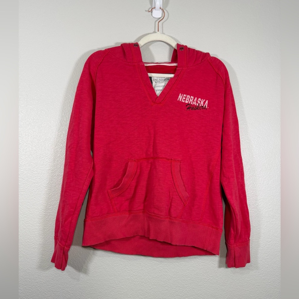 University of Nebraska Huskers Hoodie Sweatshirt Colosseum Athletics Red Women M